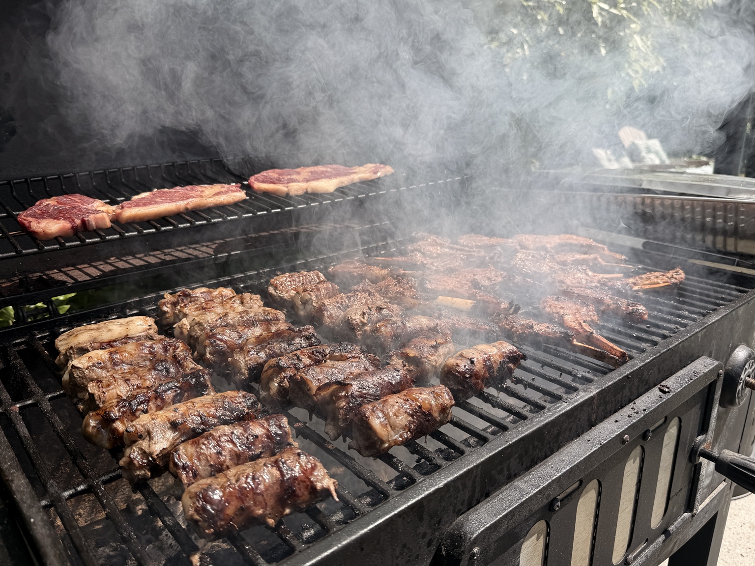 Kabobs cooking on the grill